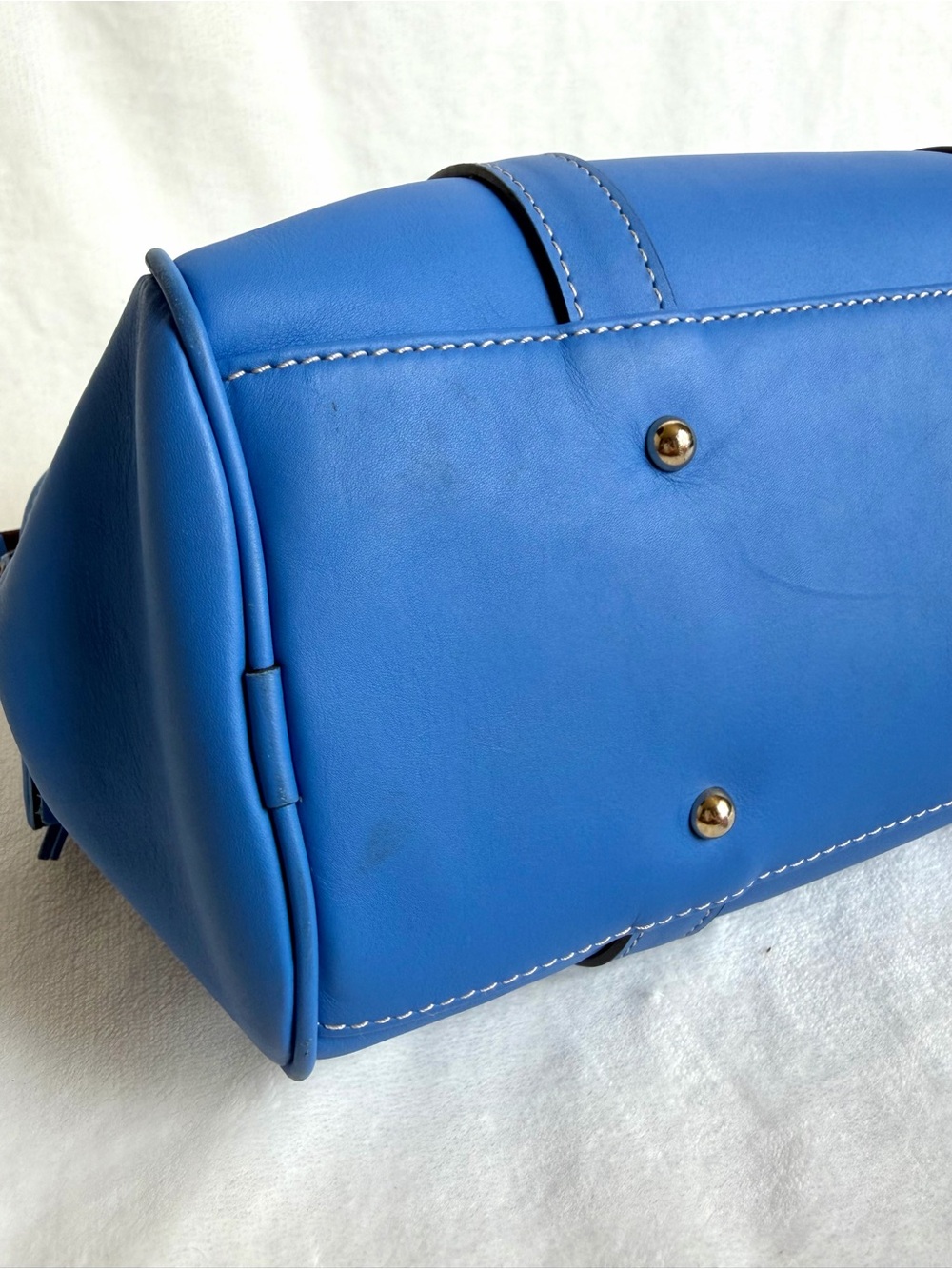 Dooney & Bourke Marine Blue Penrose Satchel 30 With Pocket Italian Leather Bag - Picture 9 of 11